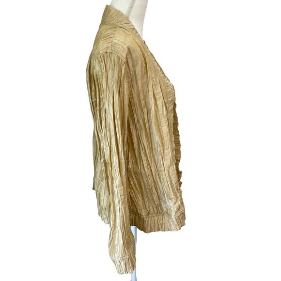 CHICO'S Royal Ruffle Rhea Gold Stardust Jacket US 12 Yellow Gold - Picture 3 of 8